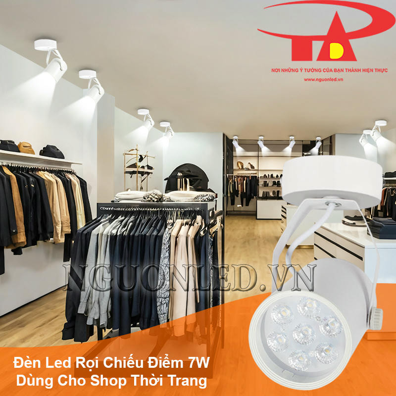 Đèn led rọi đế ngồi 7W vỏ trắng chiếu quần áo bên trong cửa hàng thời trang
