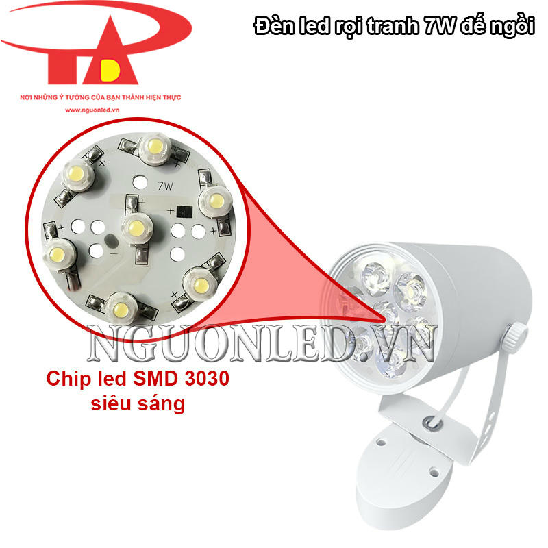 Đèn led rọi tranh đế ngồi 7W sử dụng chip 3030 độ sáng cao, tiết kiệm điện