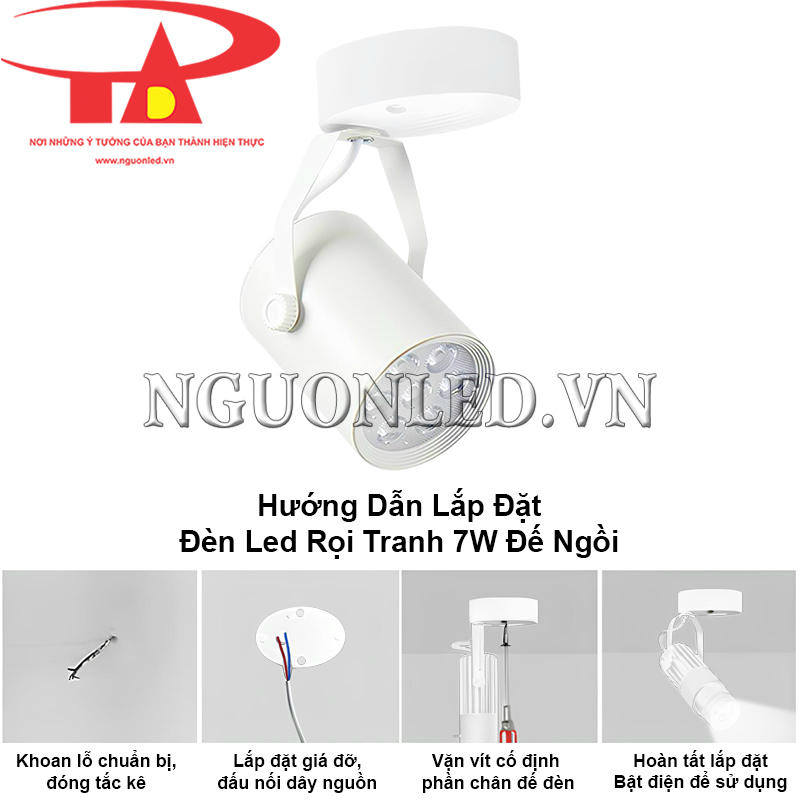 Hướng dẫn lắp đặt đèn led rọi tranh 7W đế ngồi đúng kỹ thuật, chi tiết