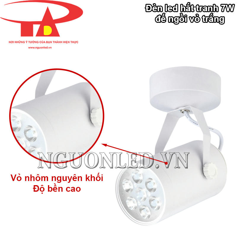 Đèn led hắt tranh 7W đế ngồi vỏ nhôm nguyên khối, độ bền cao