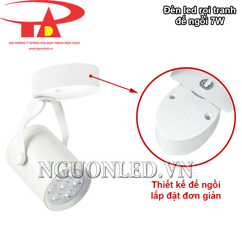 Đèn led rọi tranh 7W với đê ngồi gắn nổi giúp dễ dàng lắp đặt