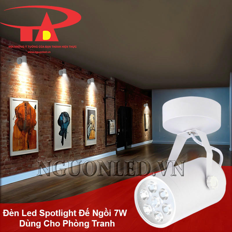 Đèn led spotlight 7W dế ngồi vỏ trắng hắt sáng tranh ảnh nghệ thuật