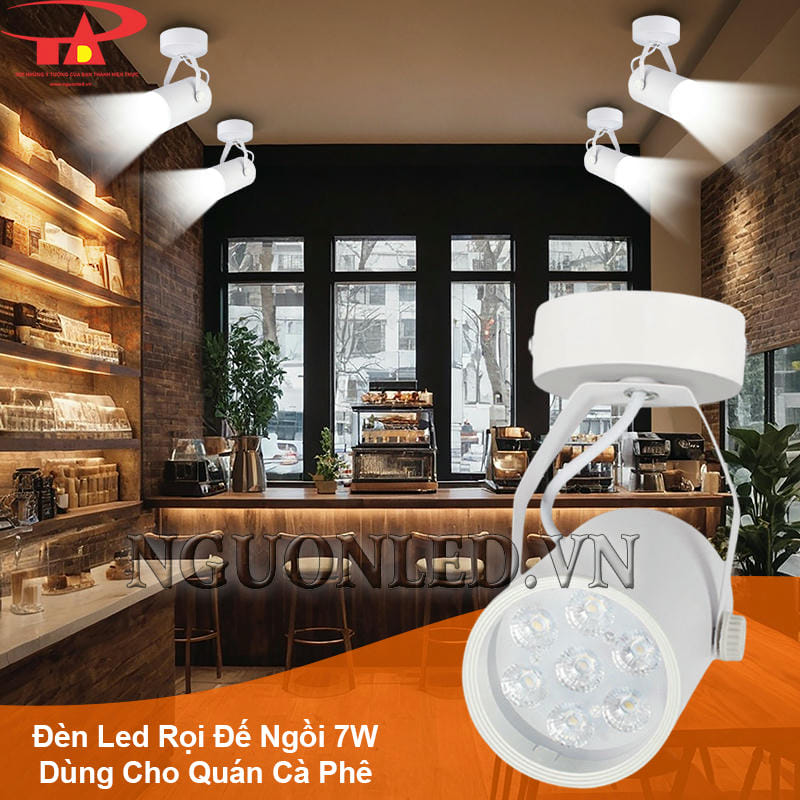 Đèn led rọi chiếu điểm đế ngồi vỏ trắng chiếu không gian quán cà phê