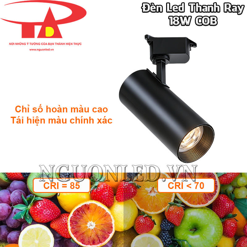 Đèn led thanh ray 18W tái hiện màu chính xác với CRI 85
