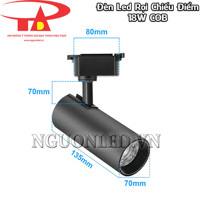 Đèn LED rọi thanh ray 18W kích thước nhỏ gọn giúp tiết kiệm không gian