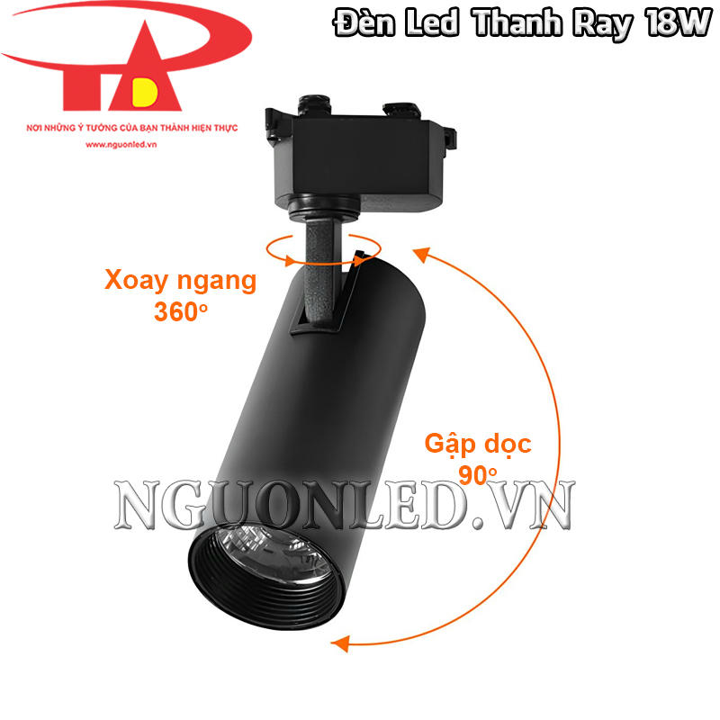 Đèn led gắn ray 18W điều chỉnh góc chiếu linh hoạt