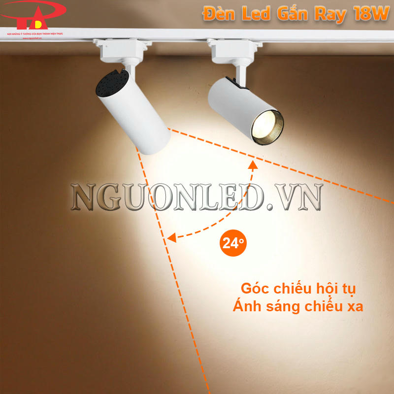 Đèn led chiếu điểm 18W góc chiếu hội tụ 24 độ giúp ánh sáng rọi xa
