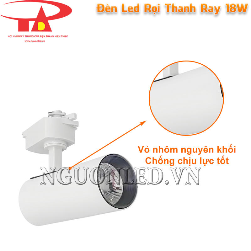 Đèn led ray trượt 18W vỏ nhôm siêu bền, chống chịu lực