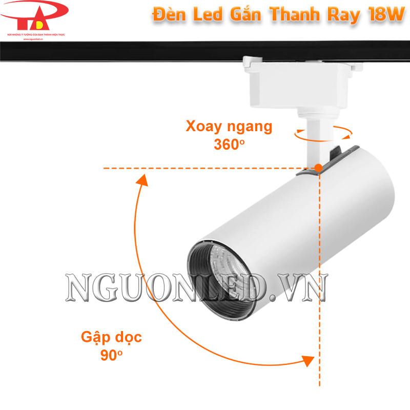Đèn led rọi ray 18W điều chỉnh góc chiếu linh hoạt