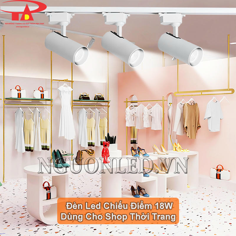 Đèn led gắn ray 18W dùng cho shop thời trang