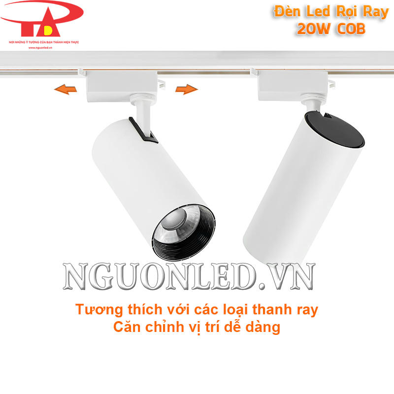 Đèn led chiếu điểm COB 20W dễ dàng căn chỉnh trên thanh ray