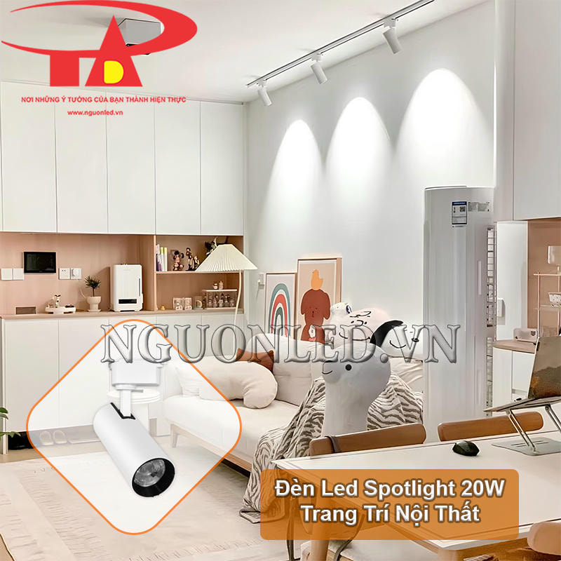 Đèn led gắn thanh ray 20W trang trí nội thất