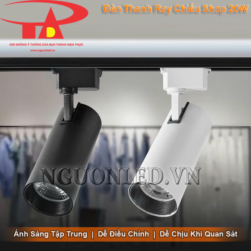 Đèn led gắn thanh ray 20W ánh sáng tập trung, dễ điều chỉnh, dễ chịu khi quan sát