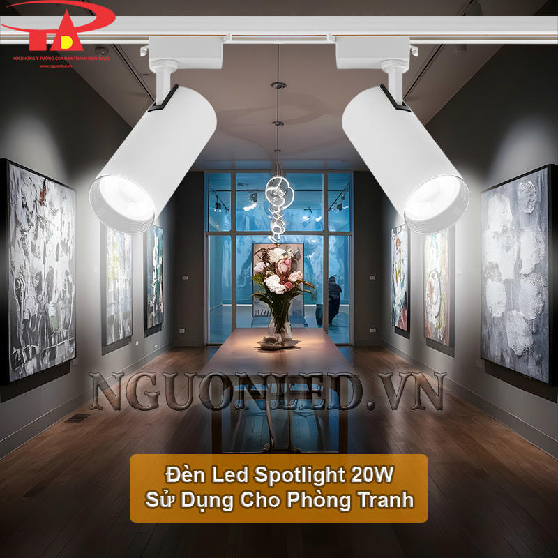 Đèn led rọi ray 20W dùng cho không gian phòng tranh