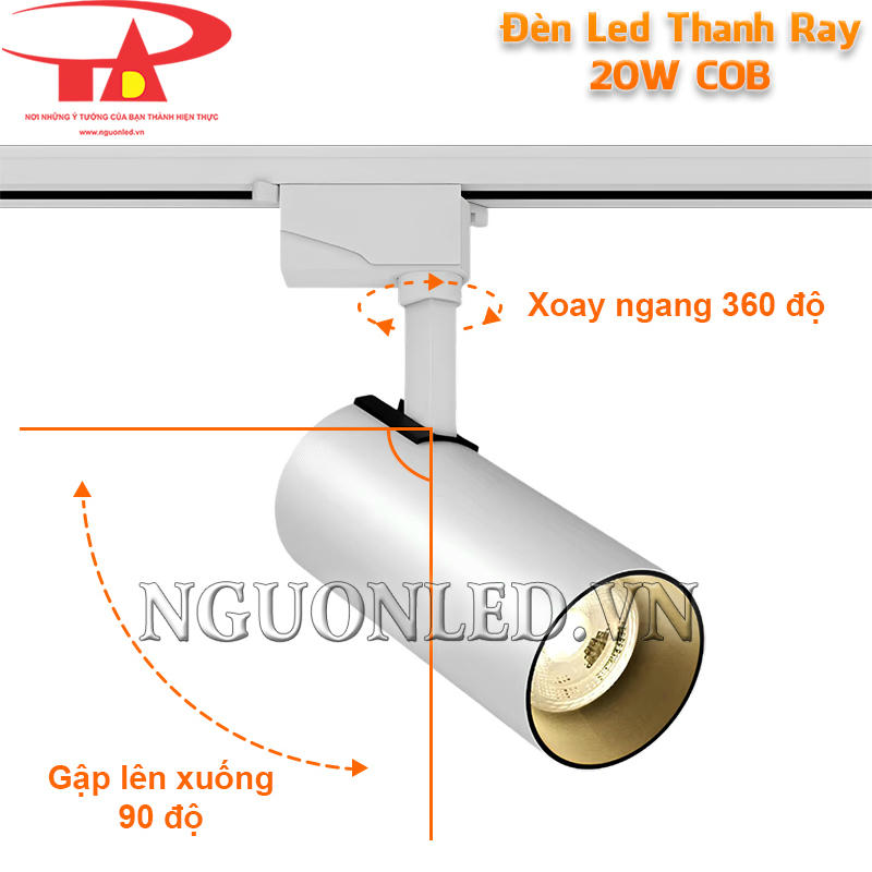 Đèn led rọi ray COB 20W điều chỉnh linh hoạt tùy thích