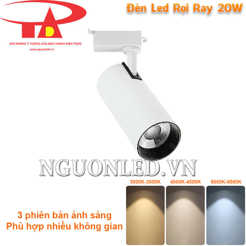 Đèn led rọi thanh ray 20W tùy chọn 3 màu ánh sáng phù hợp nhiều không gian