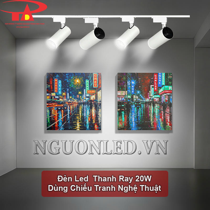 Đèn led spotlight gắn ray 20W chiếu sáng tranh nghệ thuật
