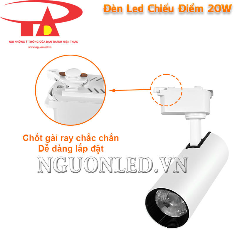 Đèn led thanh ray 20W với thiết kế đế gài dễ dàng thao tác
