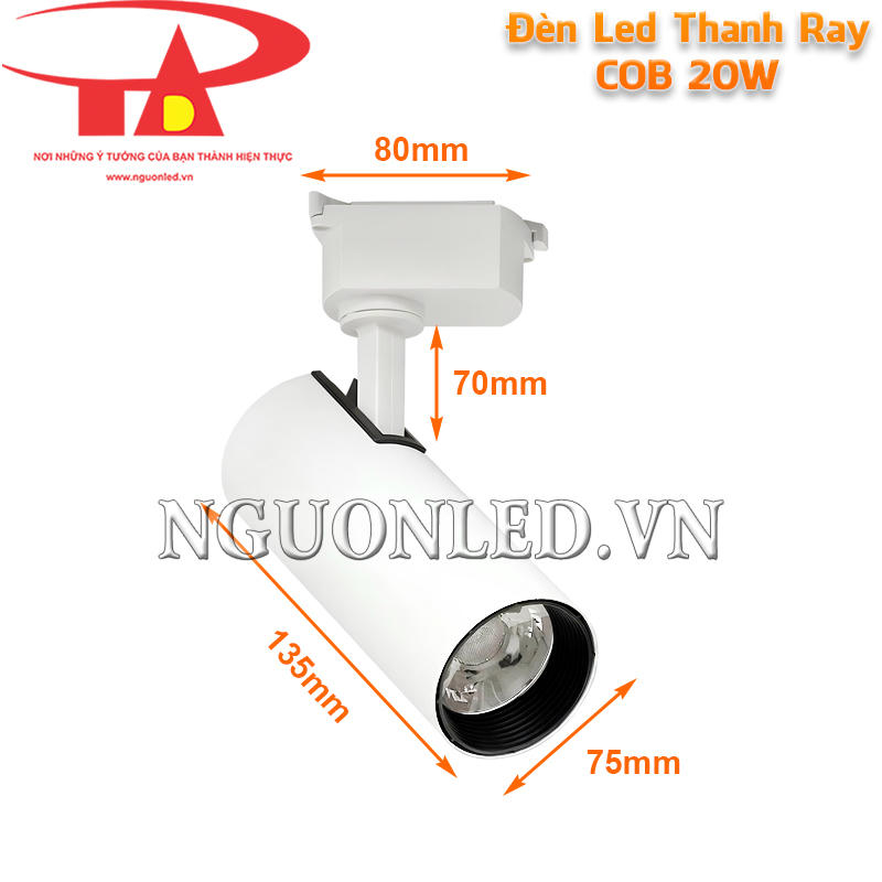 Đèn led thanh ray 20W kích thước nhỏ gọn giúp tiết kiệm không gian