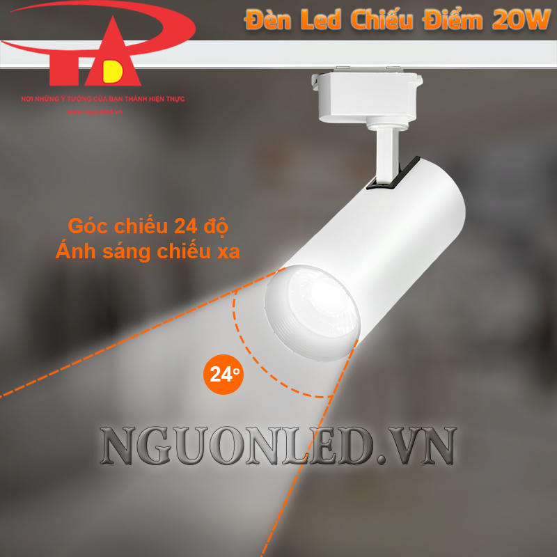 Đèn thanh ray chiếu shop 20W ánh sáng chiếu xa với góc 24 độ