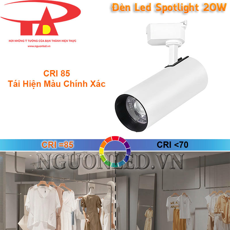 Đèn thanh ray chiếu shop 20W CRI 85 giúp hiển thị màu chính xác