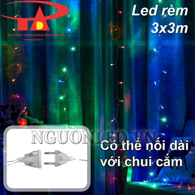 Đèn led rèm 3x3m đủ màu giá rẻ