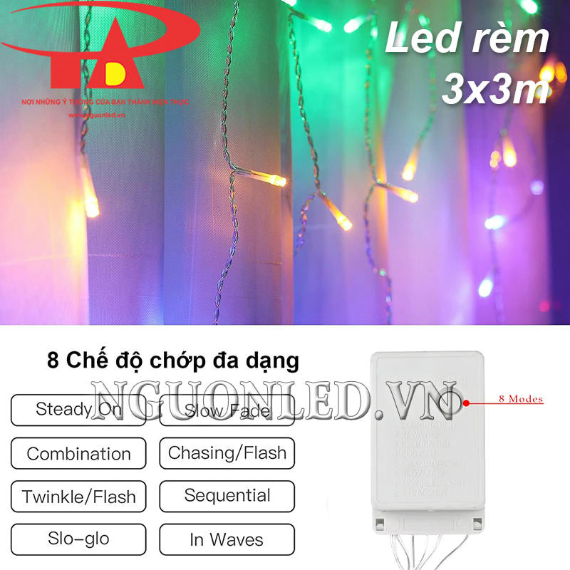 Led thả rèm 3x3m đủ màu