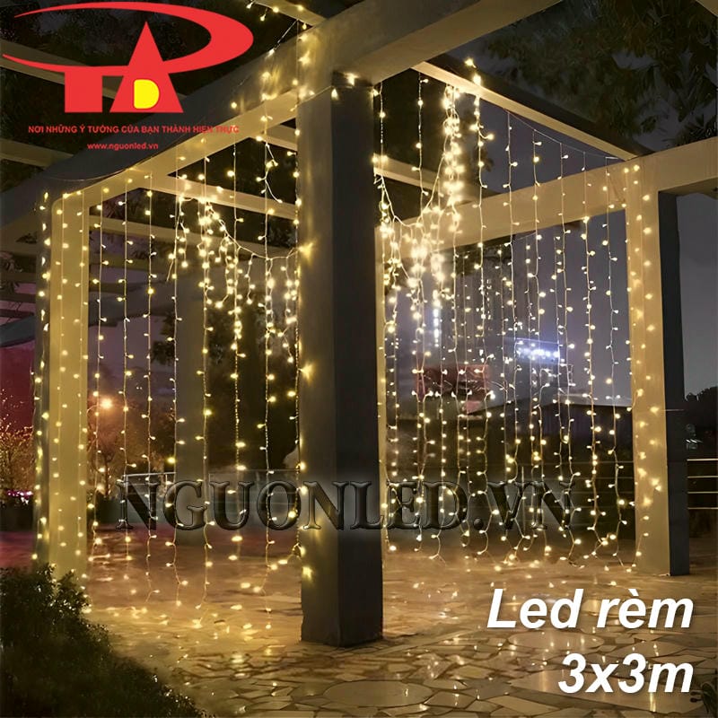 Đèn led rủ 3x3m màu vàng dùng ngoài trời