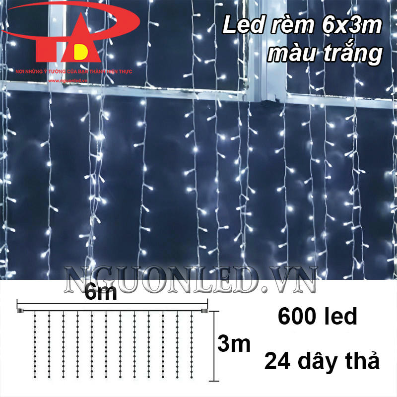 Đèn led mành rủ màu trắng