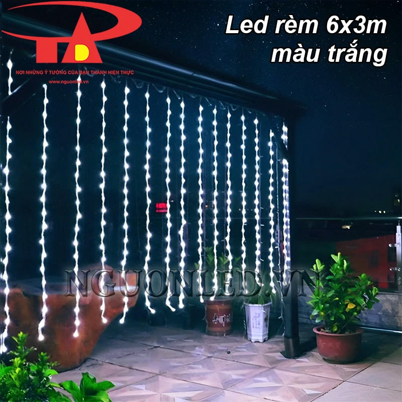 Đèn led rèm mành màu trắng 6x3m