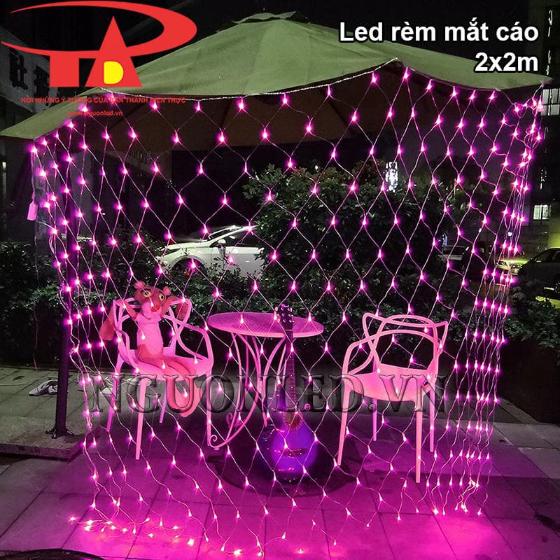 Đèn led mắt cáo 2x2m màu hồng giá rẻ