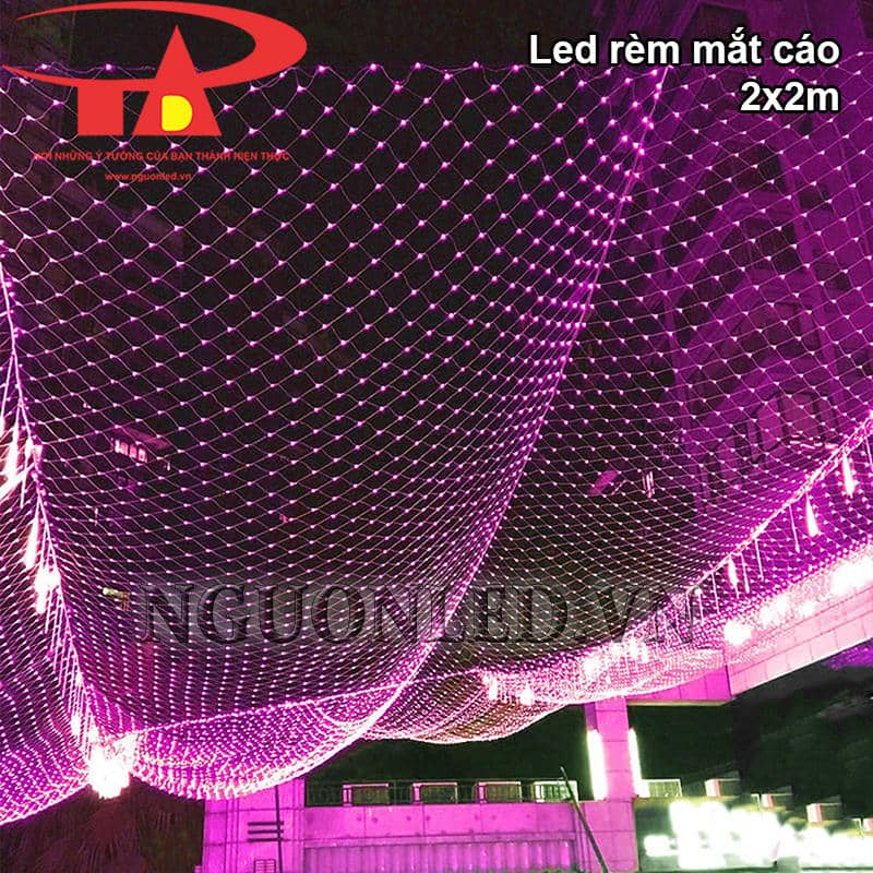 Đèn lưới mắt cáo màu hồng 2x2m