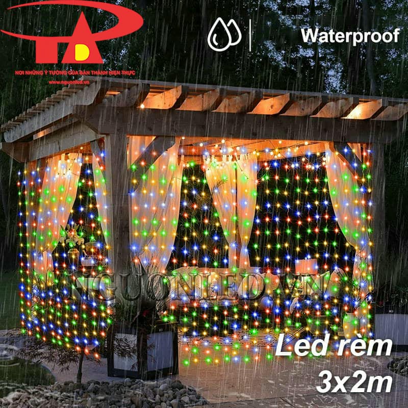 Dây đèn led rèm 3x2m đủ màu