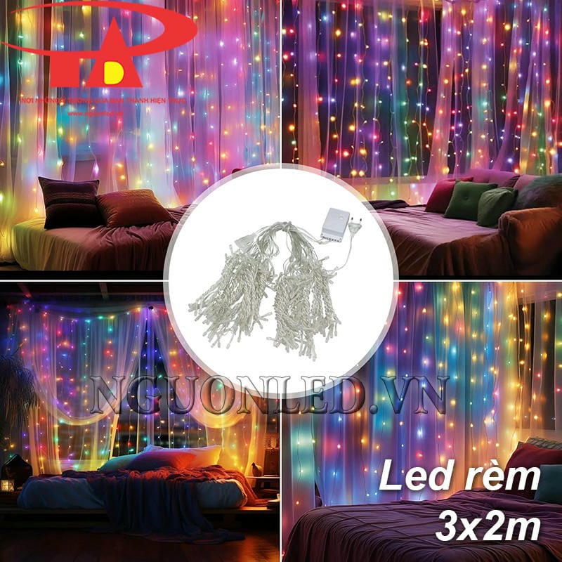 Đèn led rèm trang trí 3x2m đủ màu