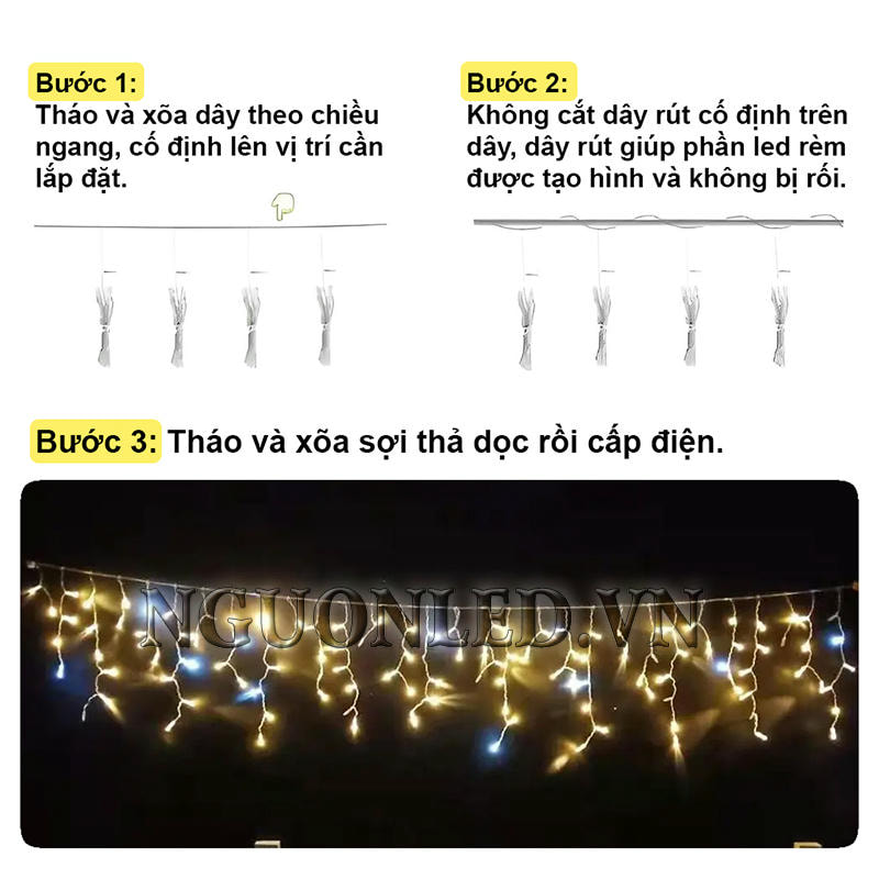 Hướng dẫn lắp đặt led thả mành