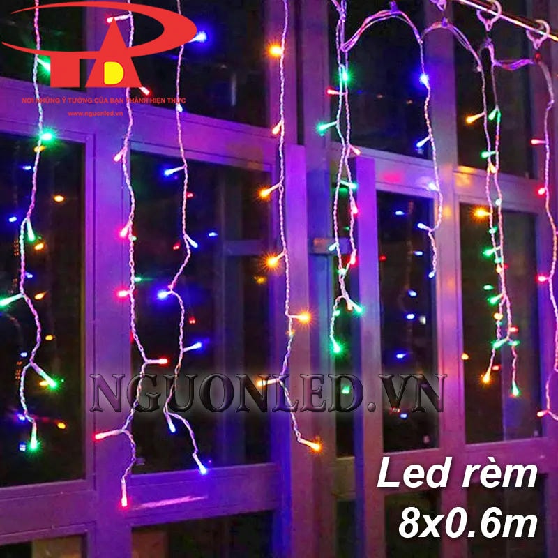 Đèn led rèm trang trí 8x0.6m đủ màu