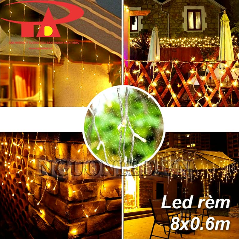 Led thả mành 8x0.6m vàng chống nước