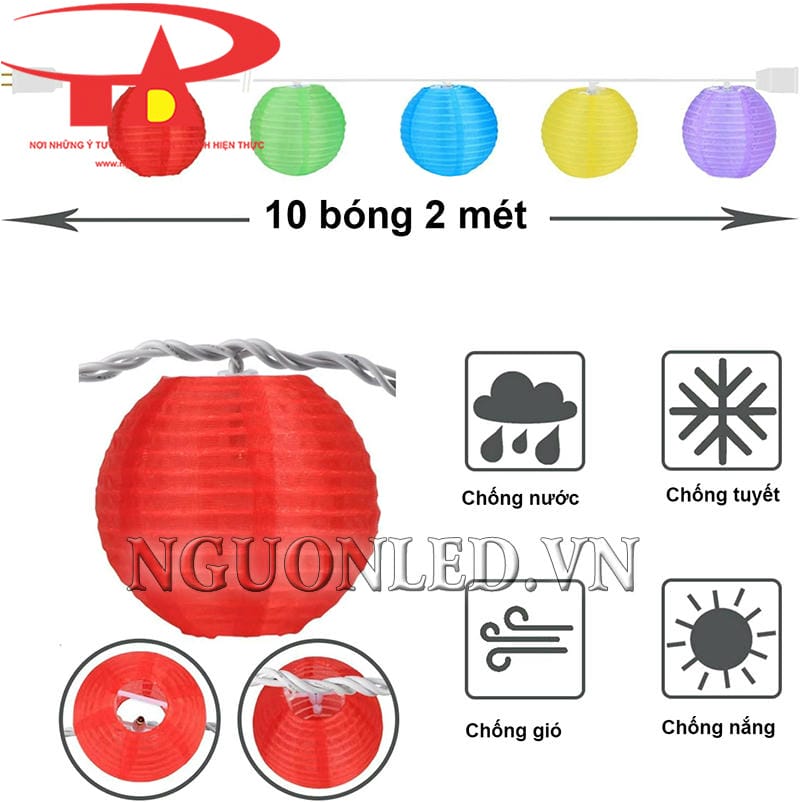 Dây đèn lồng led nhiều màu