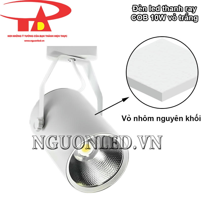 Đèn led thanh ray 10W COB với vỏ nhôm nguyên khối dày đặc, chống oxy hóa