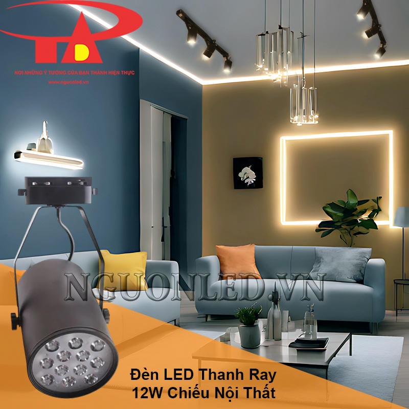 Đèn led thanh ray 12W dùng chiếu sáng nội thất