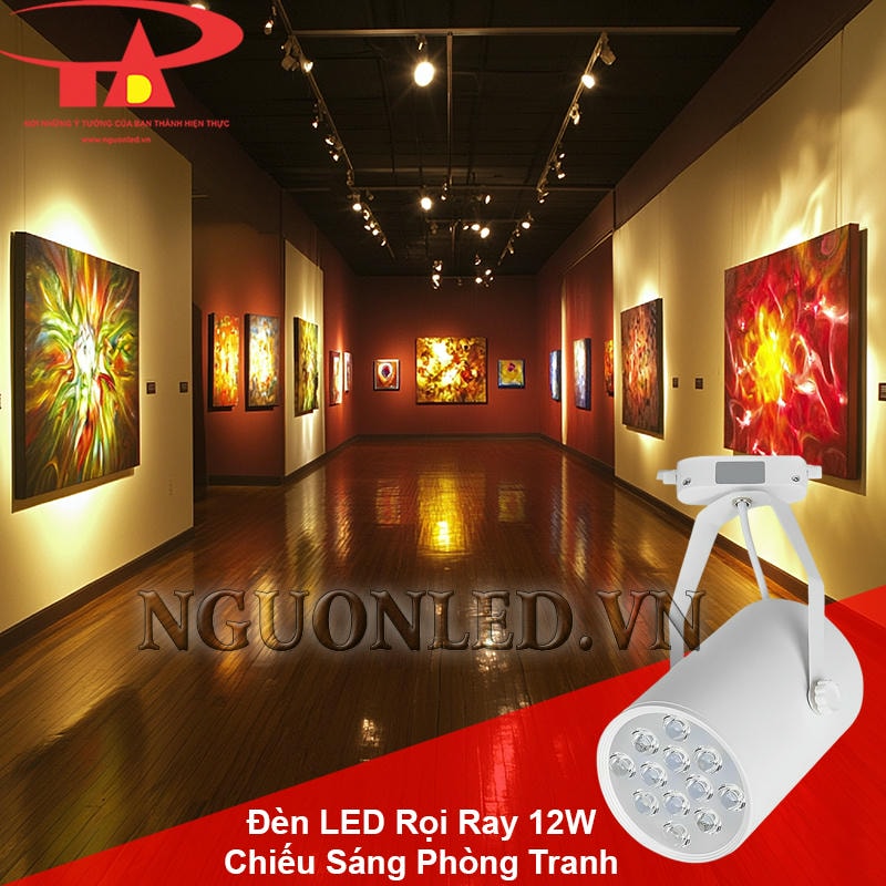 Đèn led rọi ray 12W chiếu sáng bên trong phòng trưng bày tranh