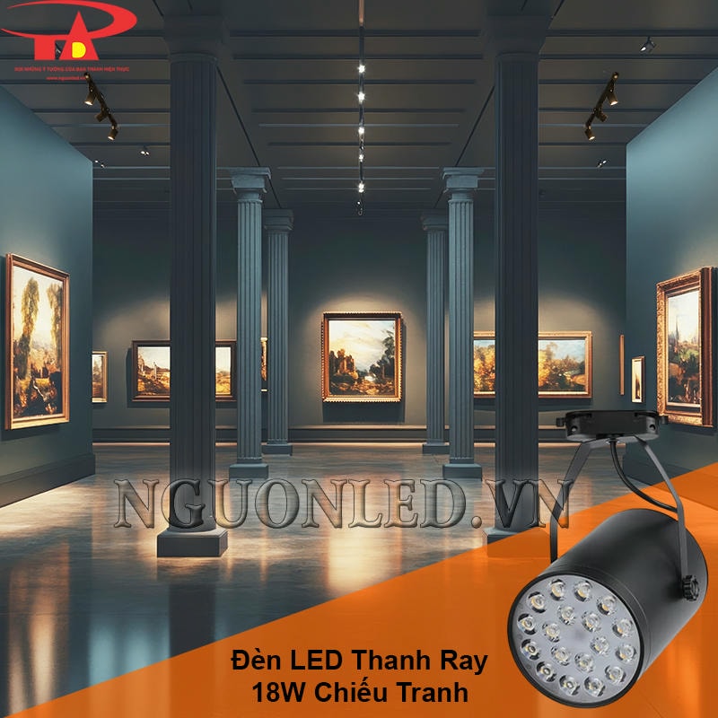 Đèn led thanh ray 18W vỏ đen dùng chiếu sáng tranh ảnh nghệ thuật