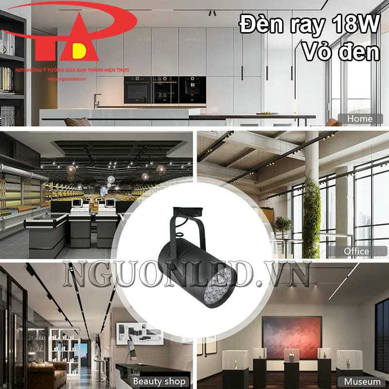 Đèn led rọi ray 18W vỏ đen