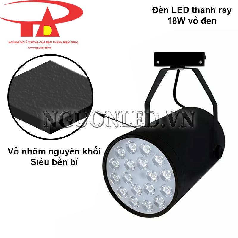 Đèn led thanh ray 18W với vỏ nhôm nguyên khối, sơn tĩnh điện cao cấp