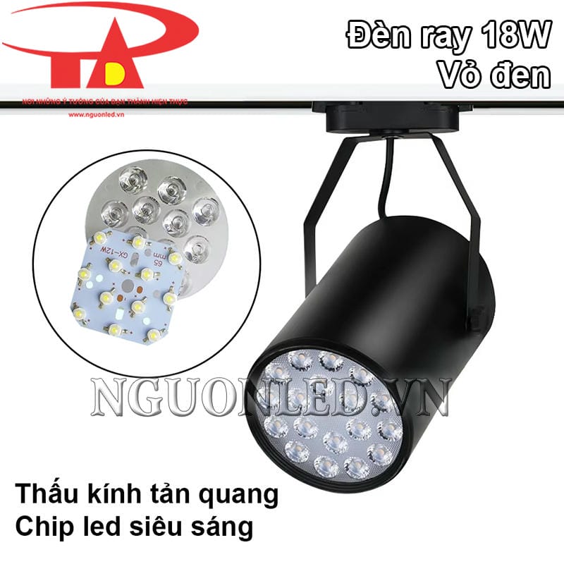 Đèn ray nổi vỏ đen 18W