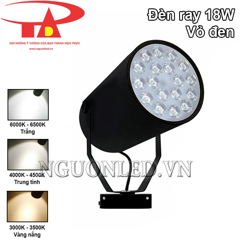 Đèn spotlight chiếu điểm 18W vỏ đen