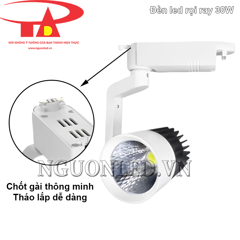 Đèn led thanh ray 30W COB với chốt gài chắc chắn, dễ tháo lắp