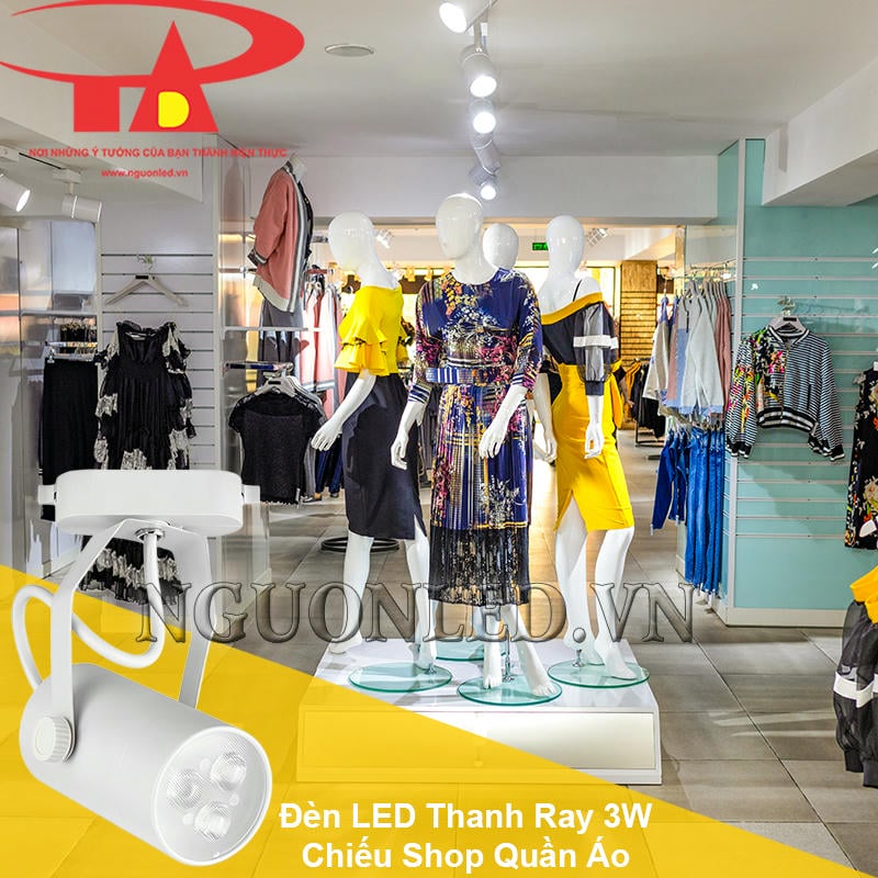 Đèn led thanh ray 3W chiếu sáng shop quần áo, thời trang