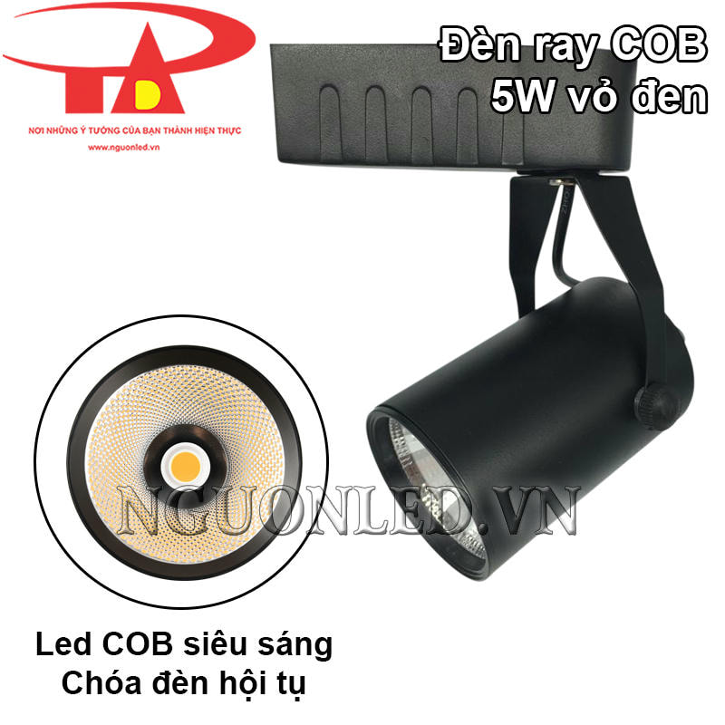 Đèn ray nhôm 5W vỏ đen chip COB siêu sáng