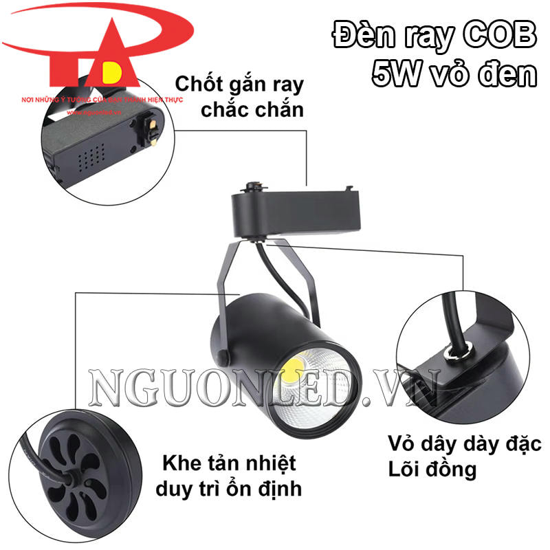 Đèn led thanh ray COB 5W có chốt gài chắc chắn